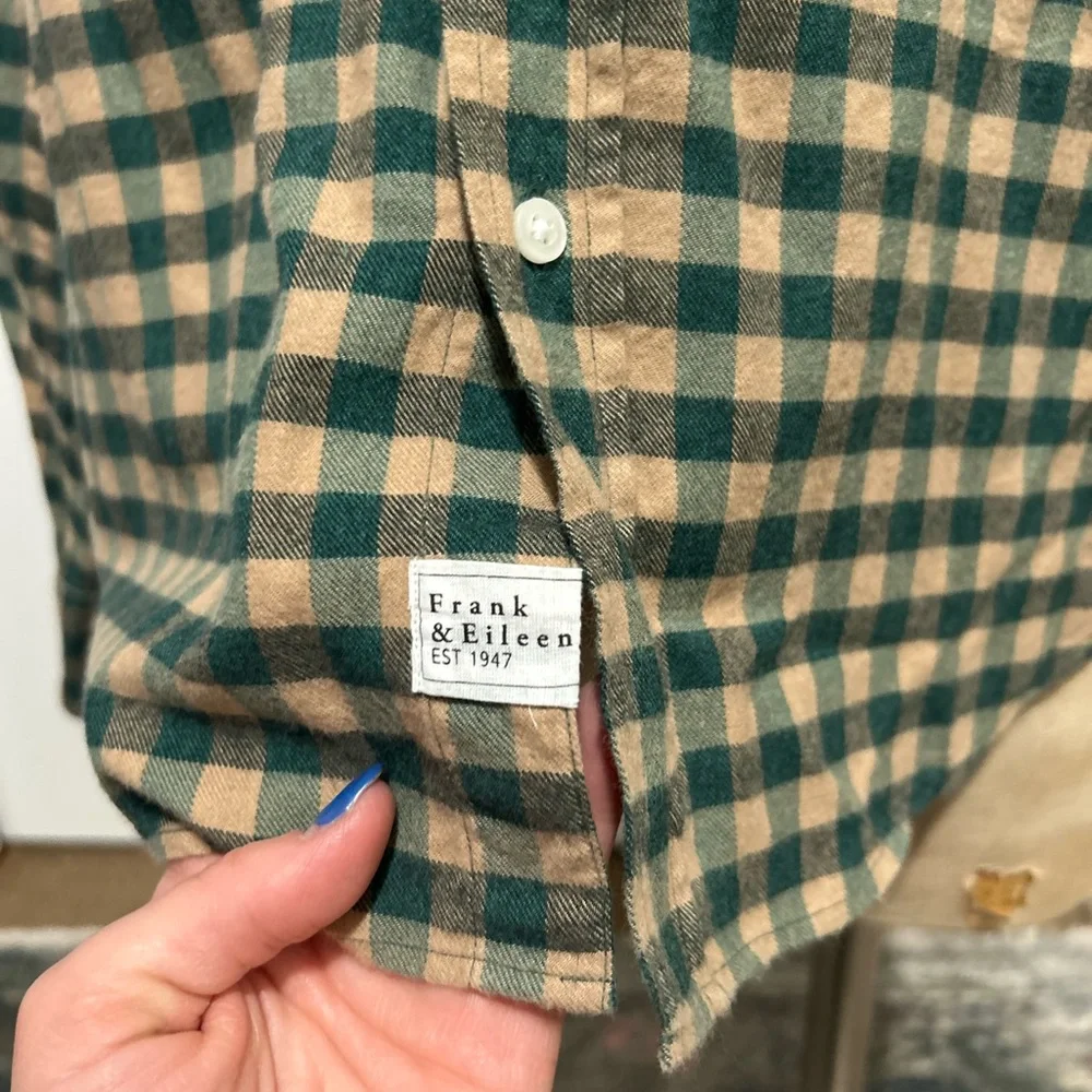 Frank & Eileen “Barry” Green and Tan Plaid Shirt - Picture 2 of 8